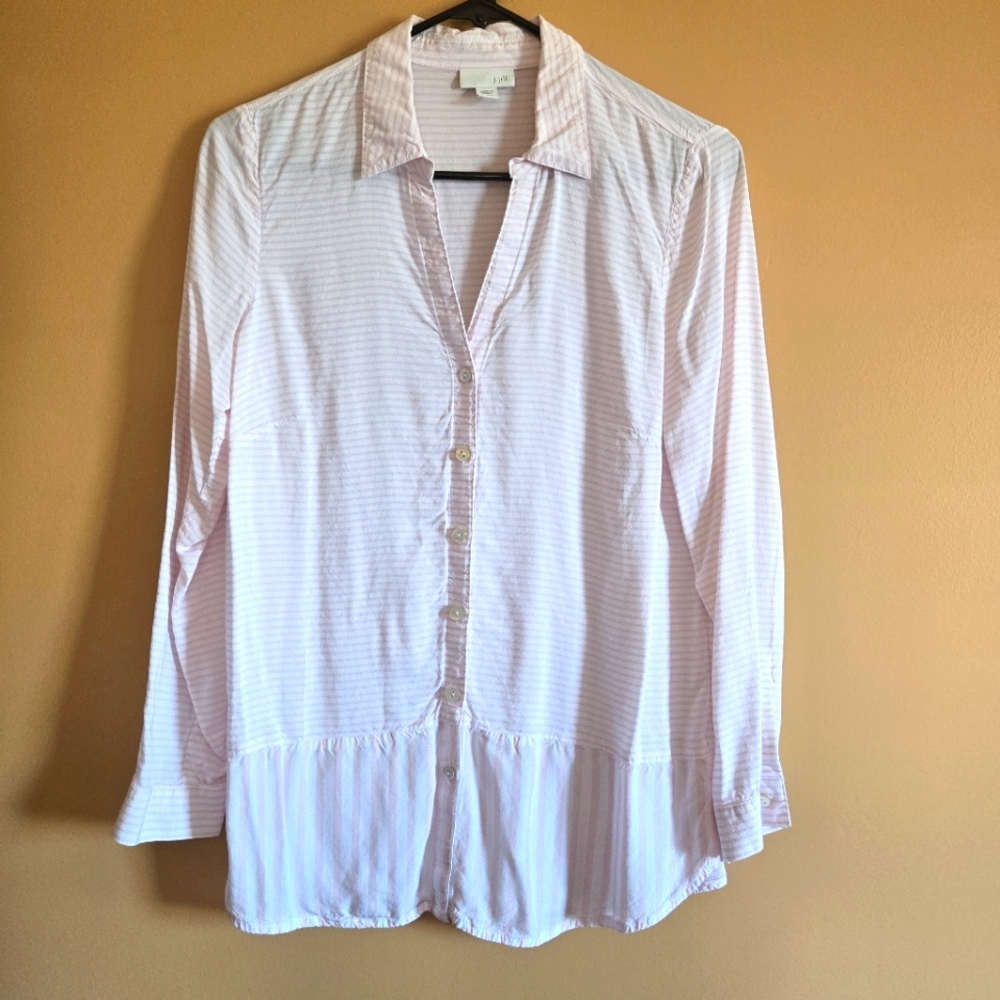 J. Jill Striped Button-Down Top, PTP=17.25"